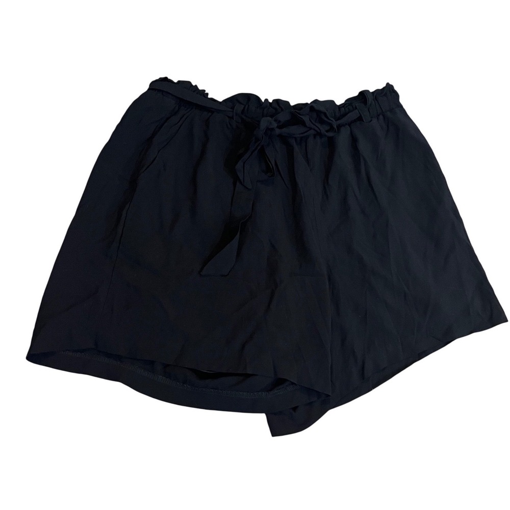 Torrid Womens Black Paperbag Waist Shorts Plus Size 0 Lined Rayon‎ Tie Belt